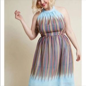 NWOT Modcloth Rainbow Stripe Halter Dress
Size XL